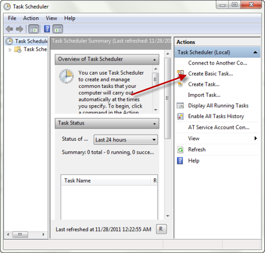 Cara Membuat Windows 7 Startup Dan Shutdown Terjadwal task scheduler create task Cara Membuat Windows 7 Startup Dan Shutdown Terjadwal