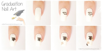 Nail Art 2016 Twinsie Tuesday Shattered Gl Golden Rose Graduation Cap Nail Art