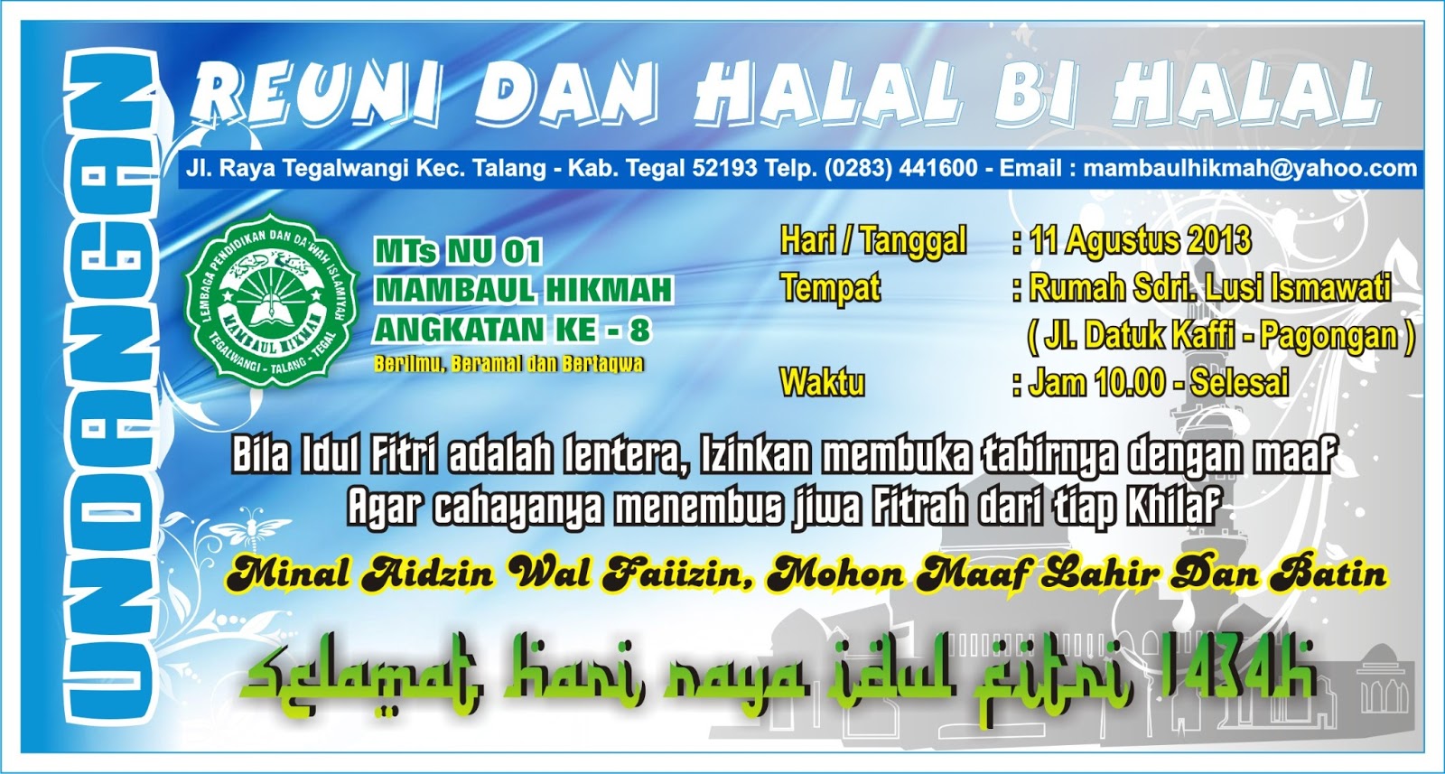 Contoh Undangan Reuni dengan Stiker 2013 ARISKA