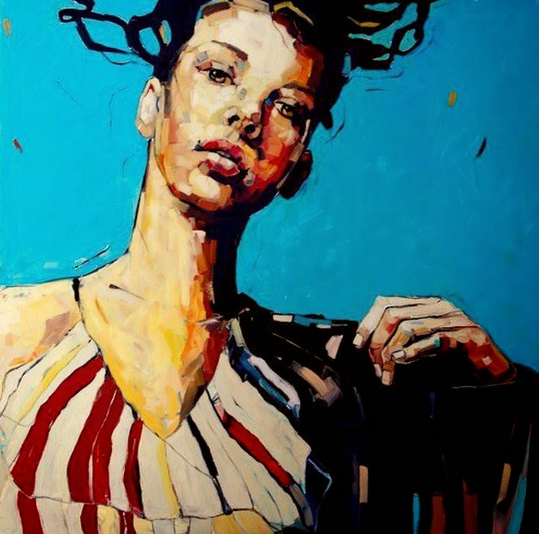 mujeres-rostros-pintados-en-espatula retratos-cuadros-a-espatula