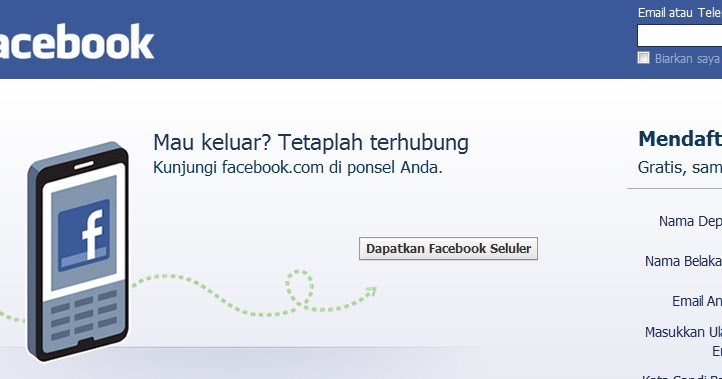 Halaman link untuk menghapus akun facebook secara permanen