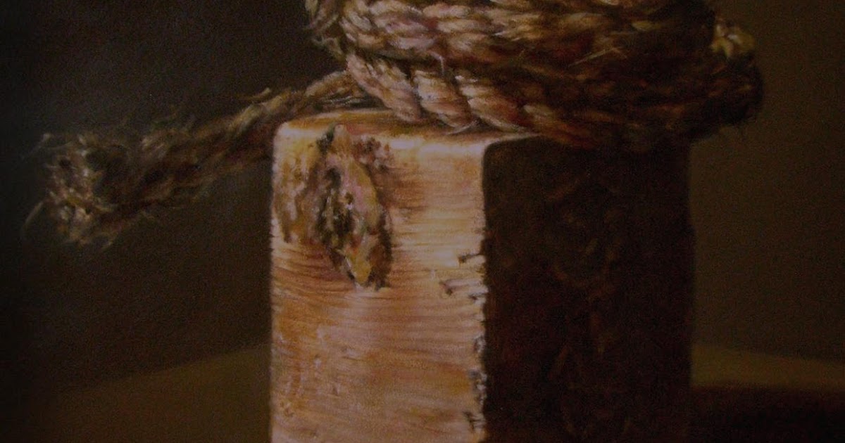 JEANNE ILLENYE Still Lifes knotted rope on wood block oil painting contemporary realism