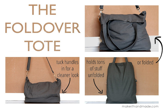 The foldover tote: free tutorial for a fun bag that carries a lot or just a little! #free #sewing #tutorial | www.makeithandmade.com