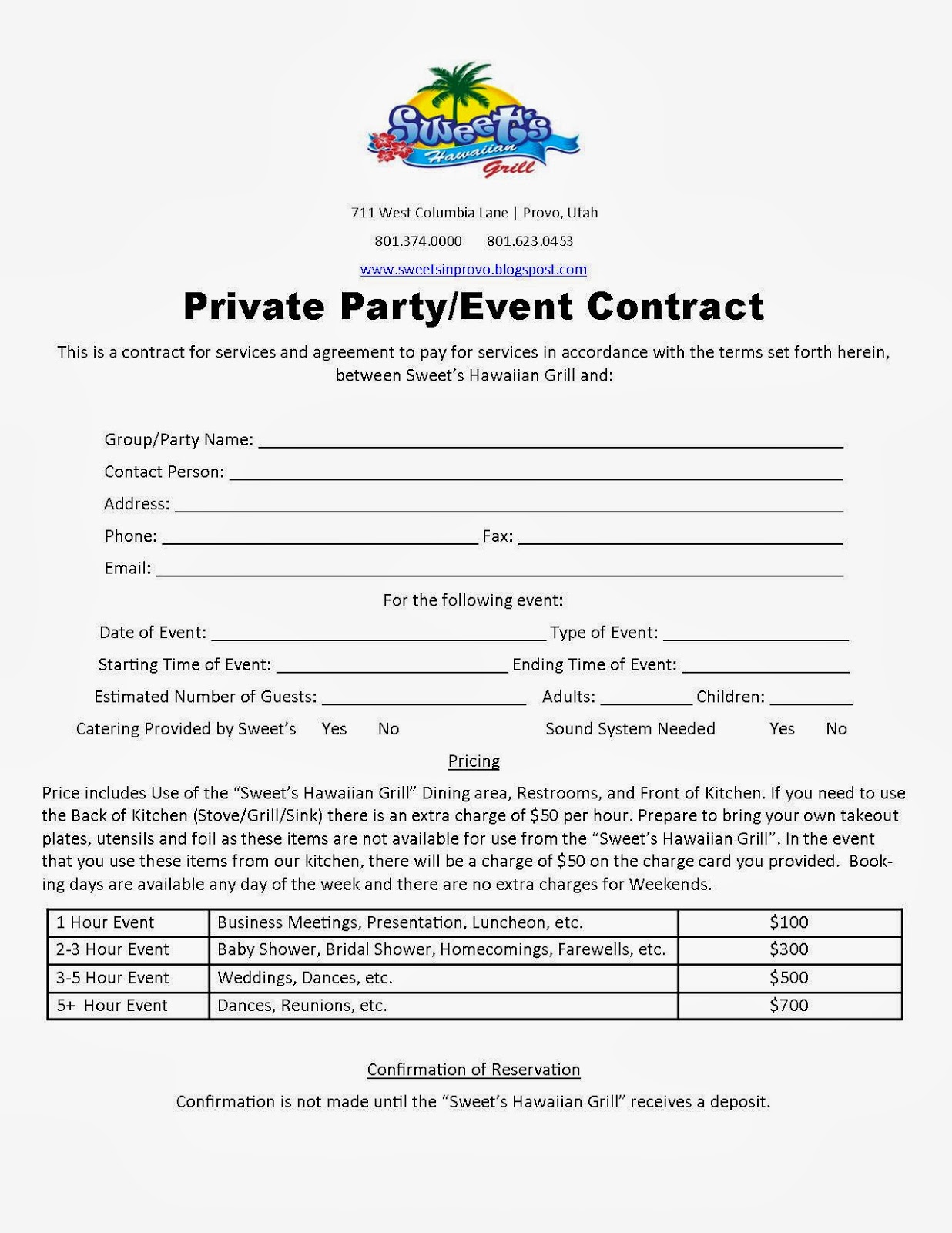 special event contract template
