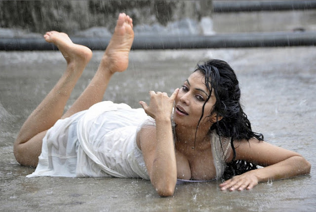 sexy girl in wet dress
