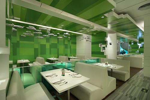 Wonderful Green Interior For Modern Restaurant Design Wonderful Green Interior For Modern Restaurant Design