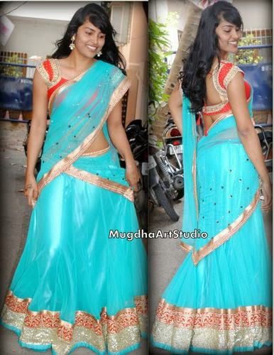 Girl in Pastel Color Half Sari