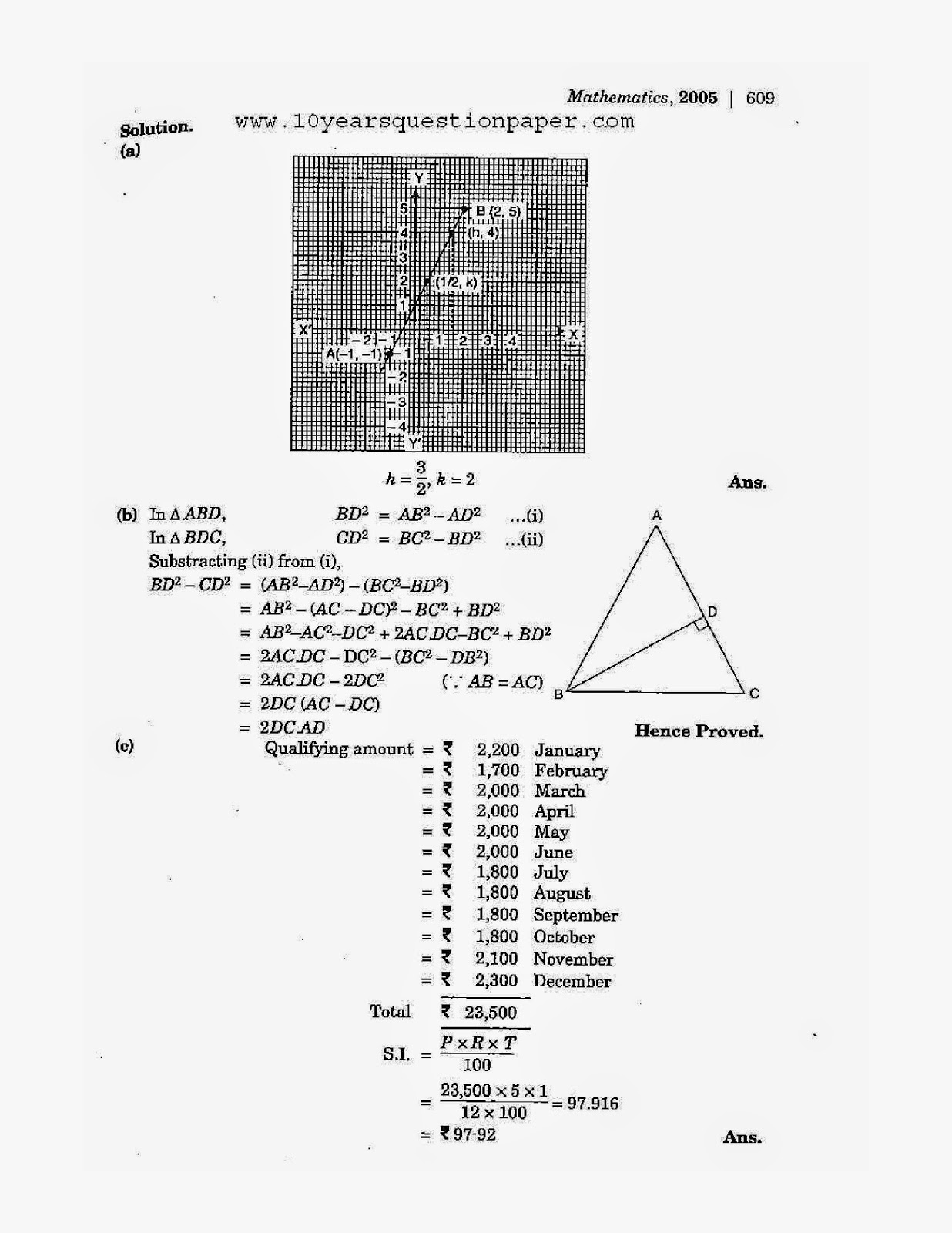 Icse class 10th mathematics solved question paper 2005 Icse class 10th mathematics solved question paper 2005