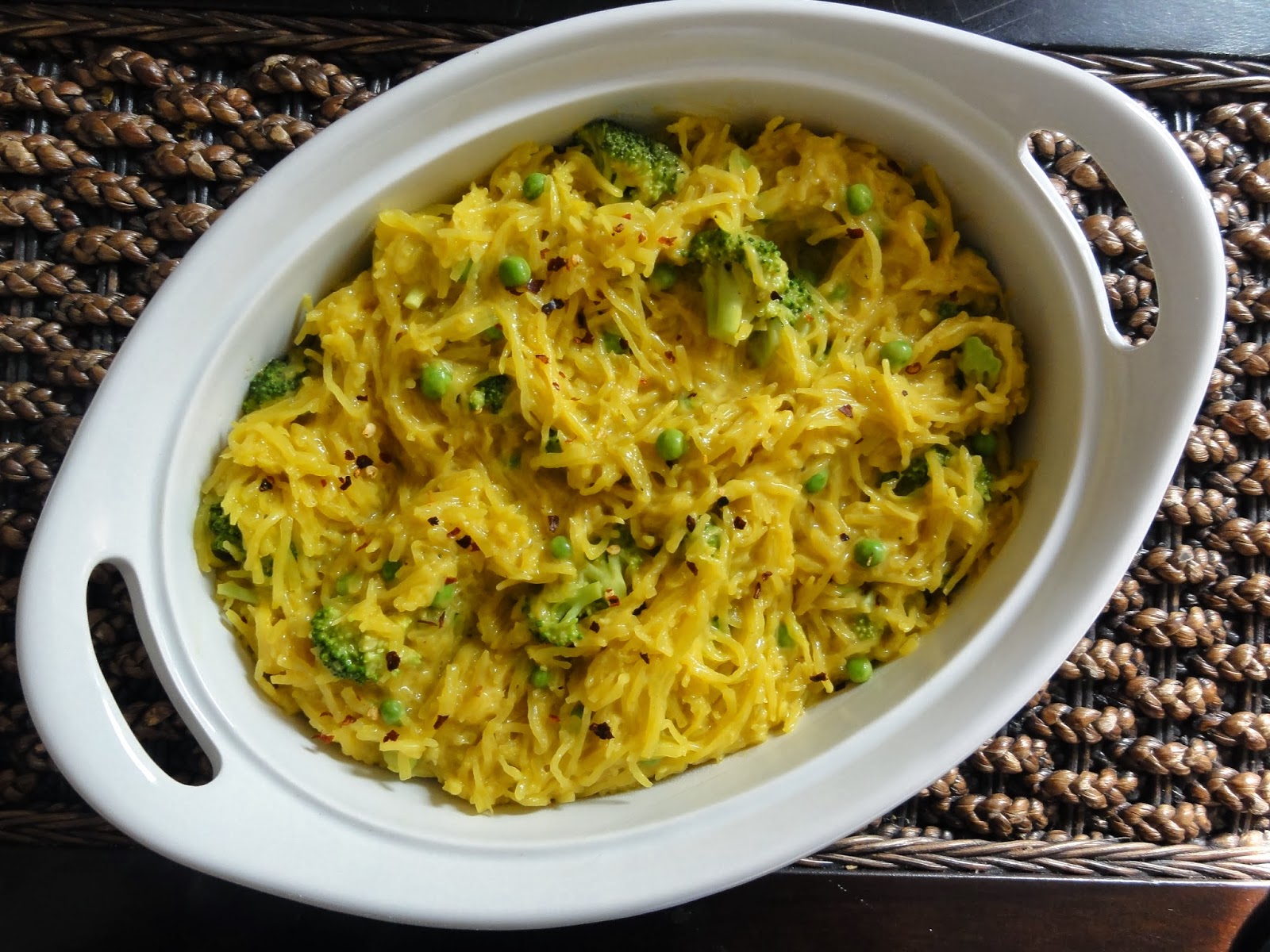 The Conscientious Eater Cheesy Vegan Spaghetti Squash and Broccoli