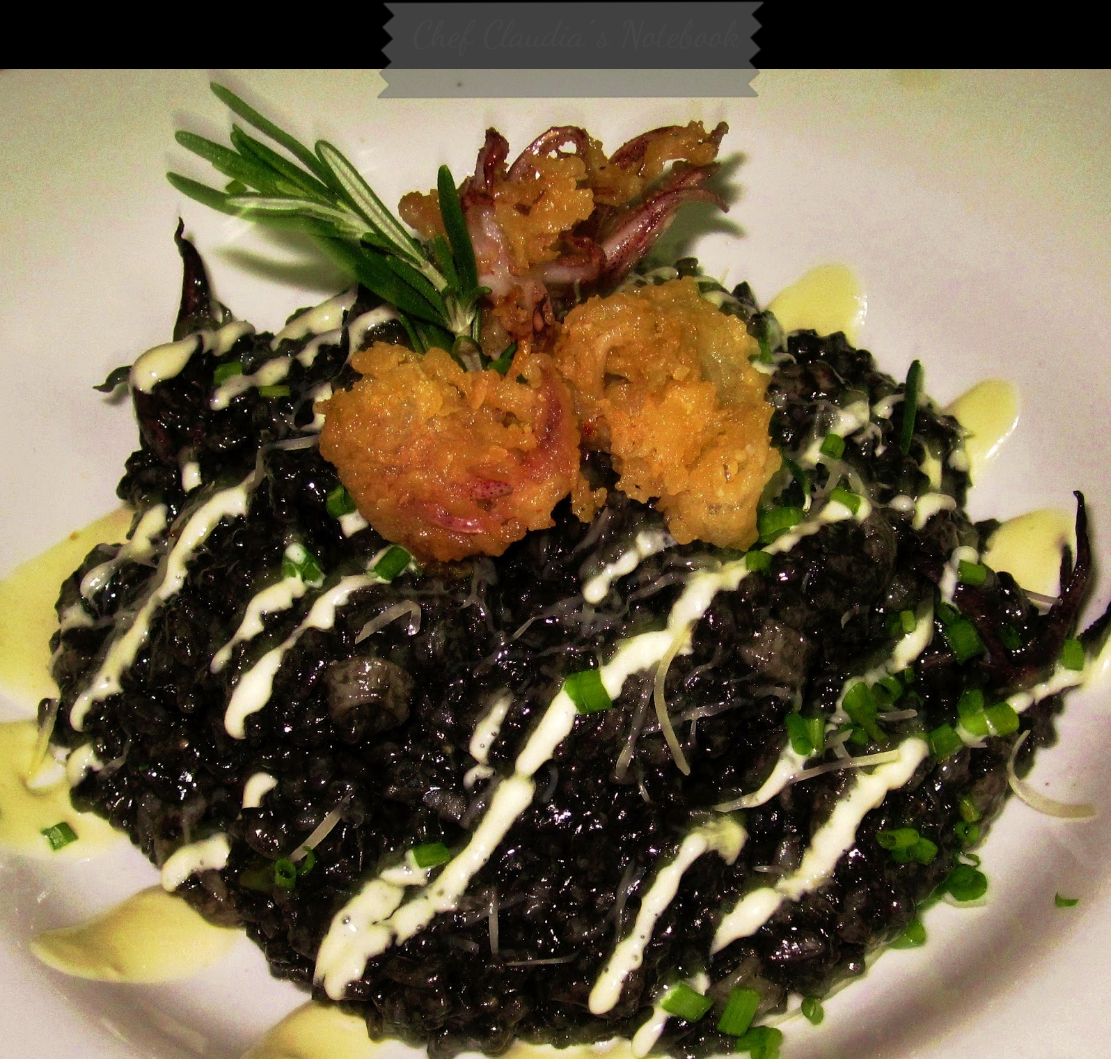 Chef Claudia´s Notebook Risotto negro de calamares y camarones