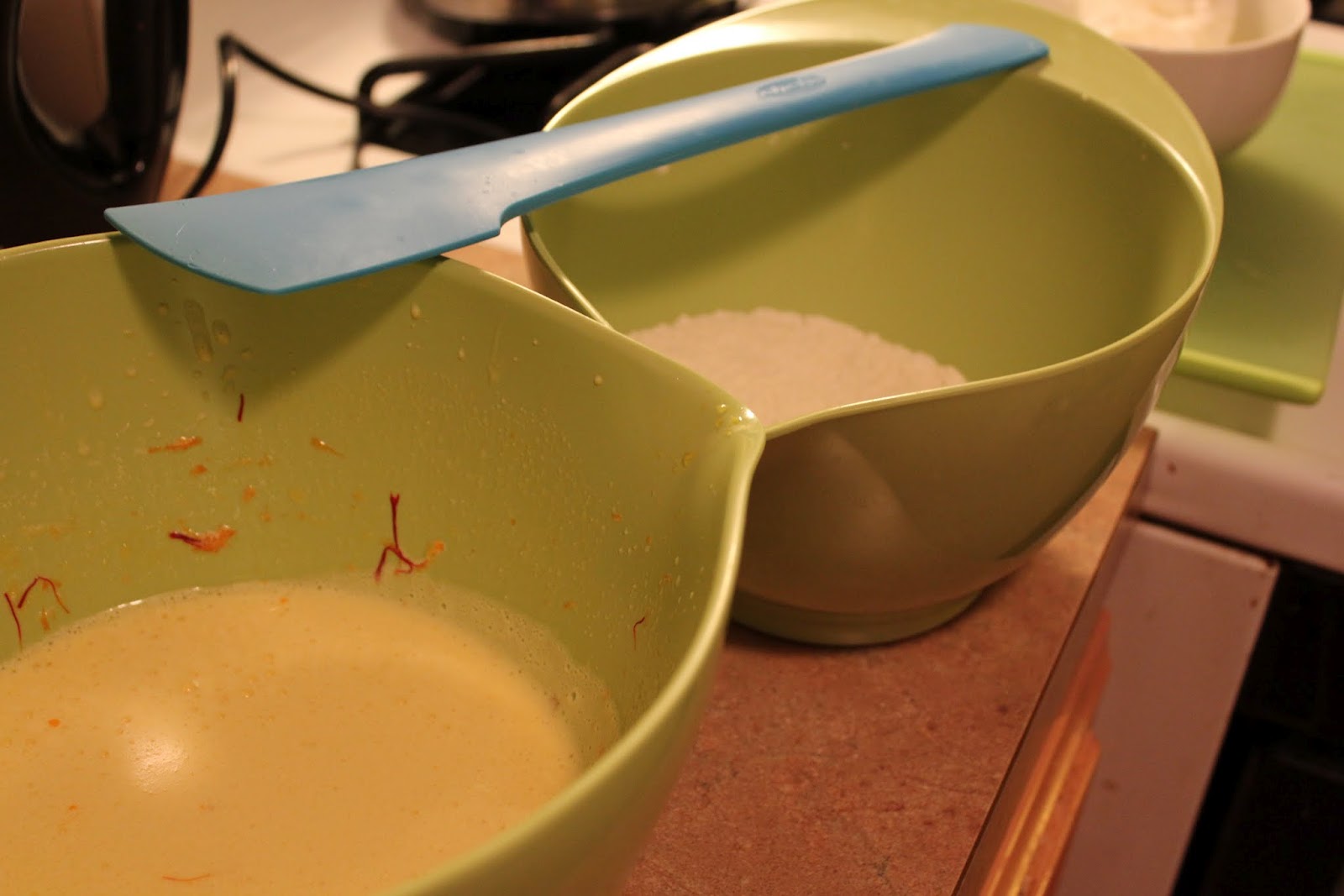 Everything in the Kitchen Sink Orange Saffron Olive Oil Cake with Whipped Marscapone