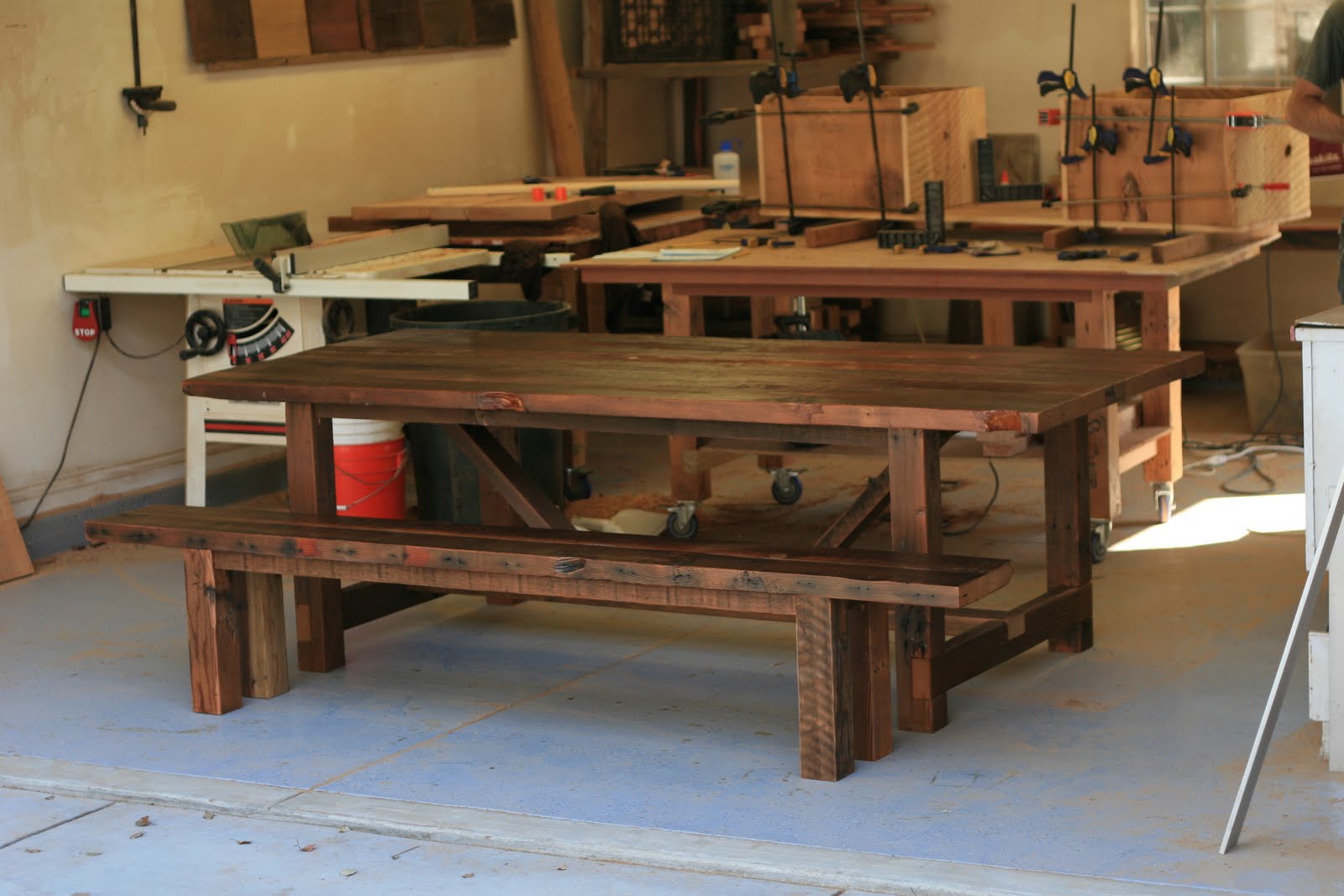 Arbor Exchange Reclaimed Wood Furniture 8 Foot Trestle Table + Bench