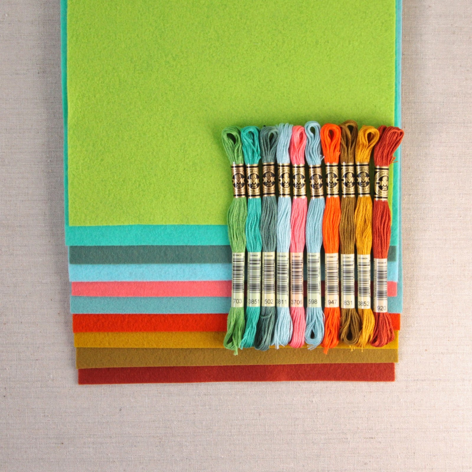 curated felt color collection for French Hen ornaments mmmcrafts