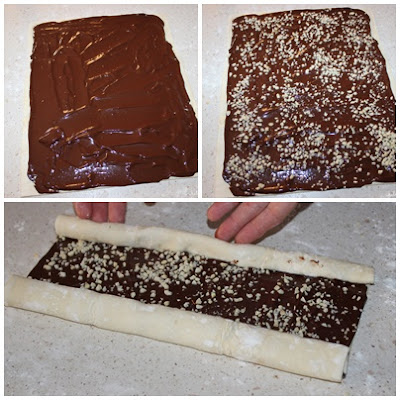 Palmeritas de hojaldre con chocolate y almendra pasa lince