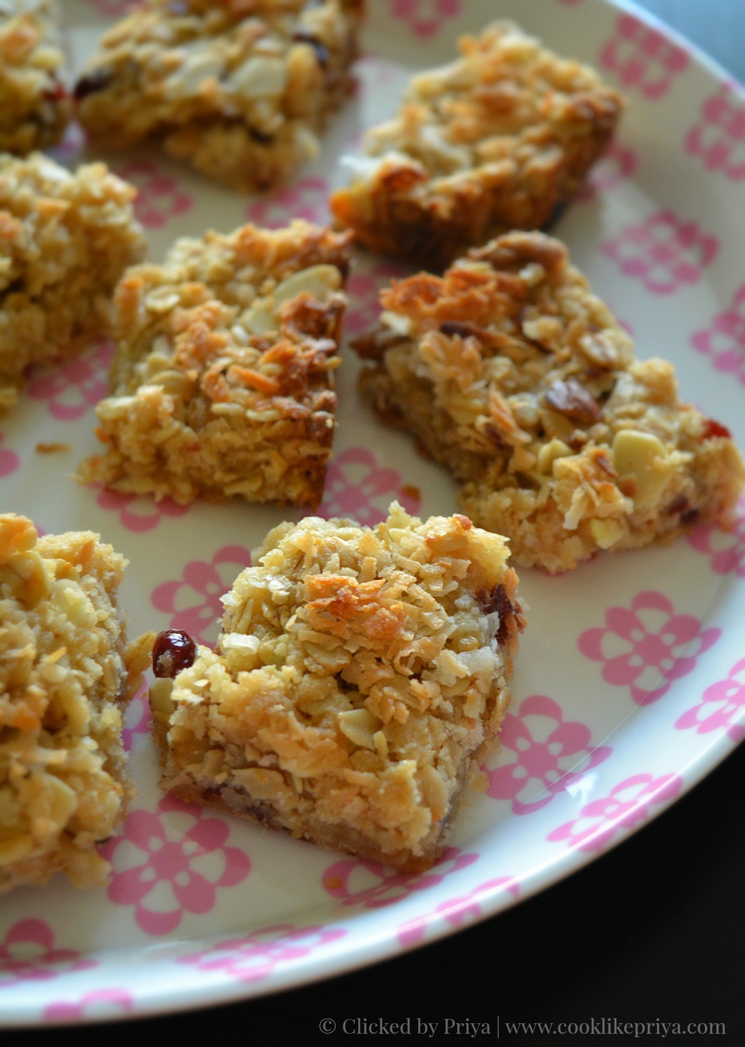 Rolled Oats almond cranberry bars