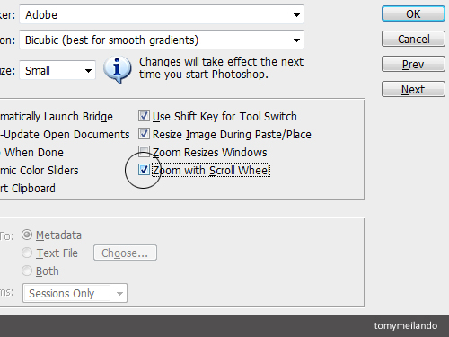 how to zoom in photoshop with mouse wheel