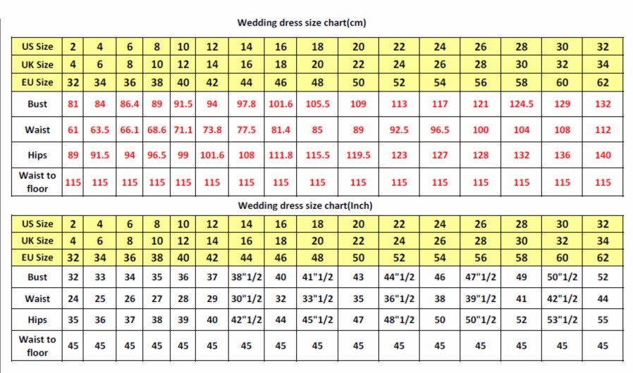 ukuran gaun pengantin
