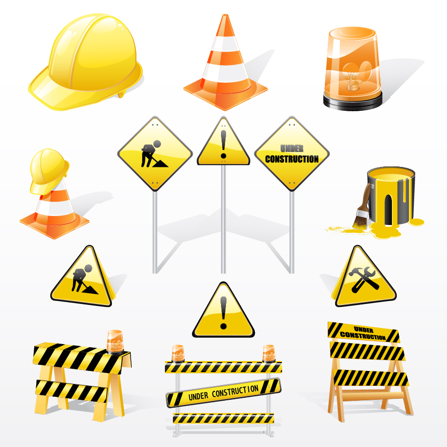 Free Vector がらくた素材庫 工事現場のクリップアート Vector Construction Traffic Icon イラスト素材 Free Construction Sign Templates