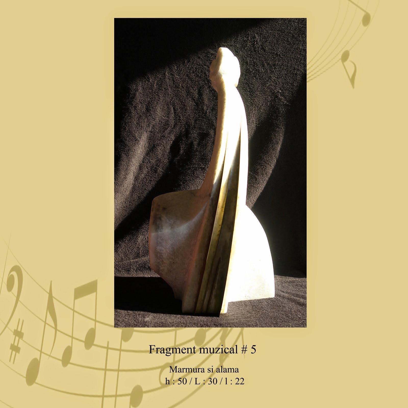 "Fragment muzical # 5 " -marmura si alama. 50 / 30 / 22 cm. 2007.