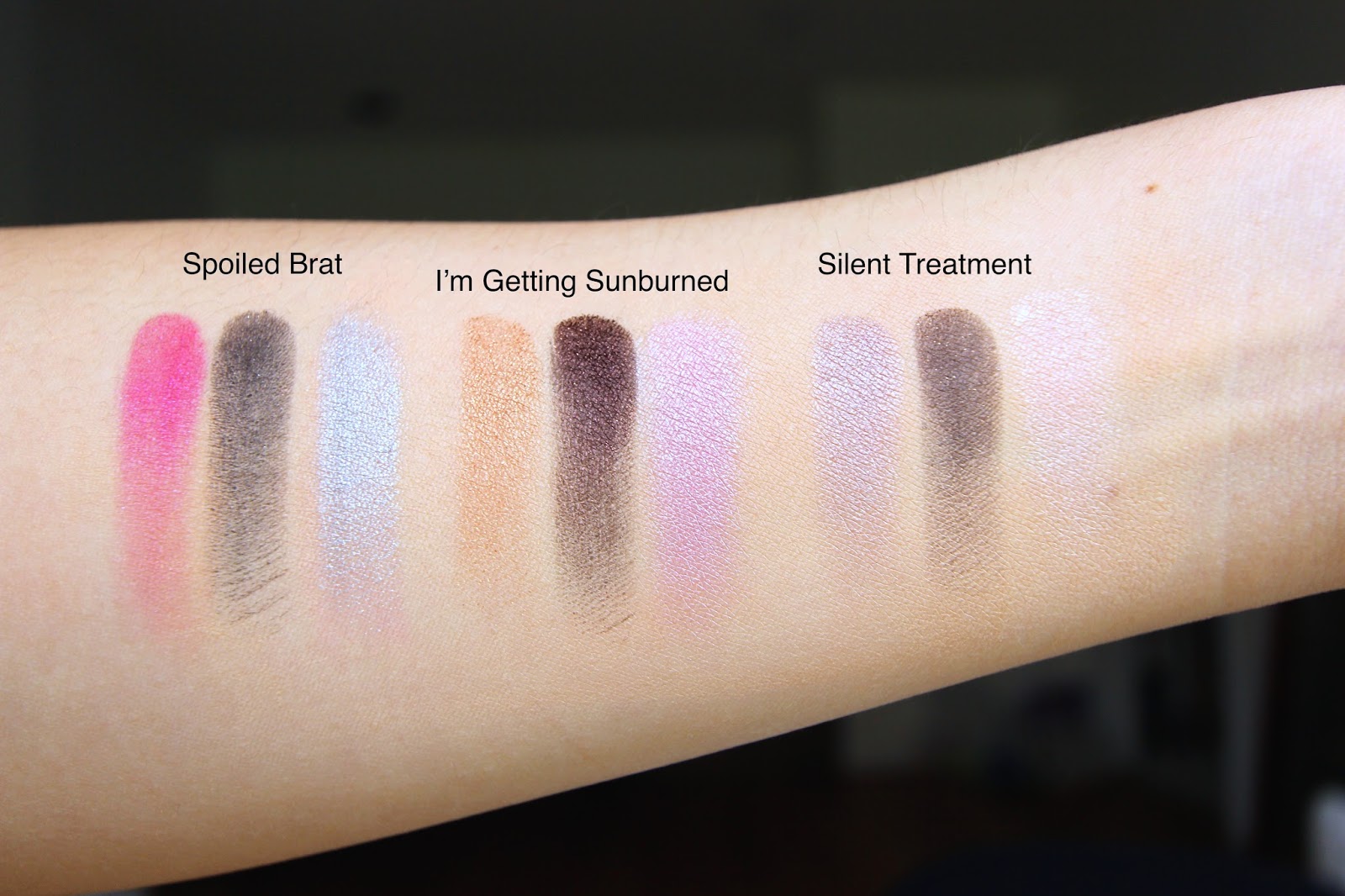 Wet n Wild Trios (Spoiled Brat, I'm Getting Sunburned, Silent Treatment) swatches and looks