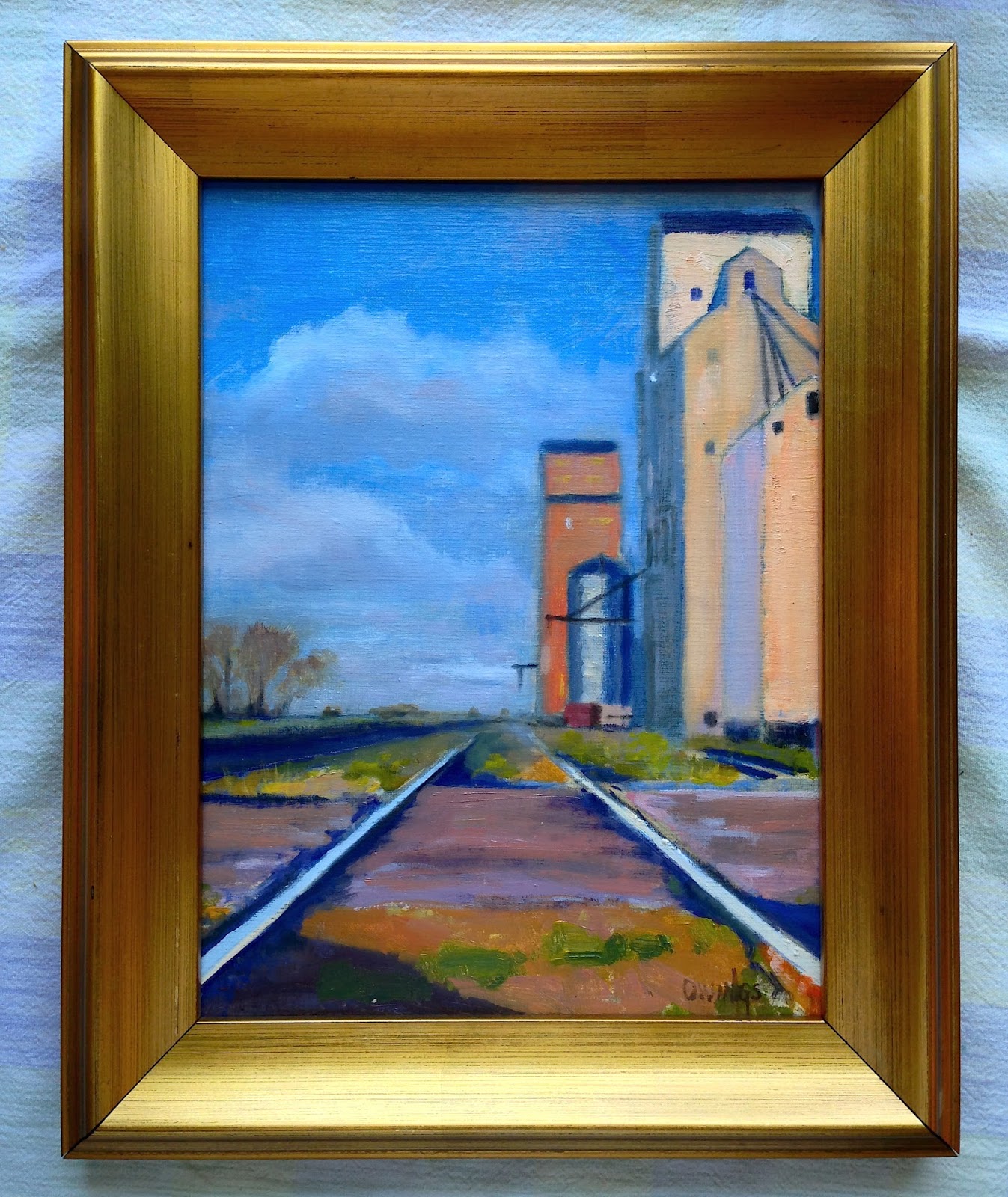 Owings Art Studio Grain Elevators At Dusk SOLD