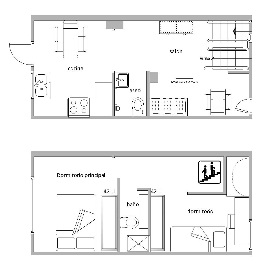 planos low cost: Ampliar con un dormitorio un dúplex de 80m²