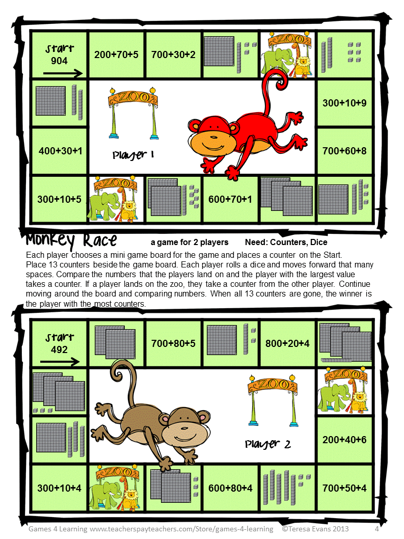 Worksheet Printable Place Value Games fun games 4 learning math gift for you httpwww teacherspayteachers comproductplace value 3 digit numbers freebie