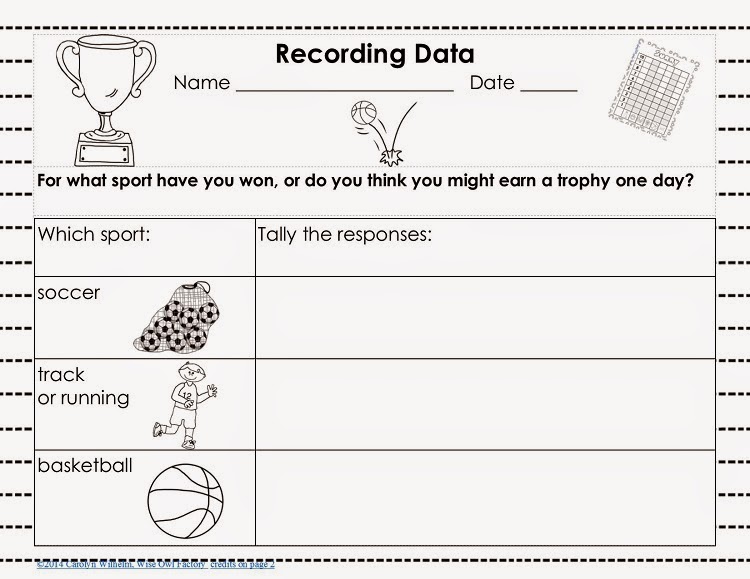 Free First Grade Surveys and Make My Own Graph, Sports Theme student activity page
