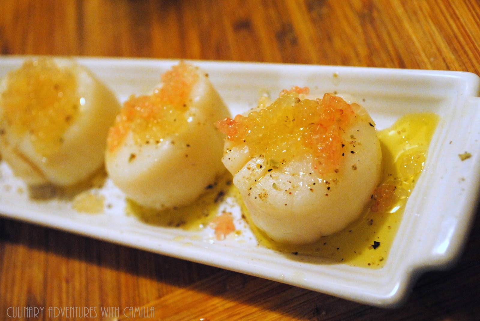 LemonPoached Scallops with Caviar Limes for WinePW