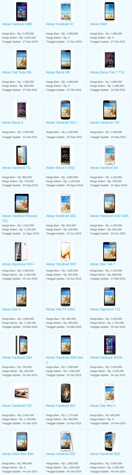 Daftar Harga Hp Advan November 2015 Daftar Harga Hp Advan November 2015