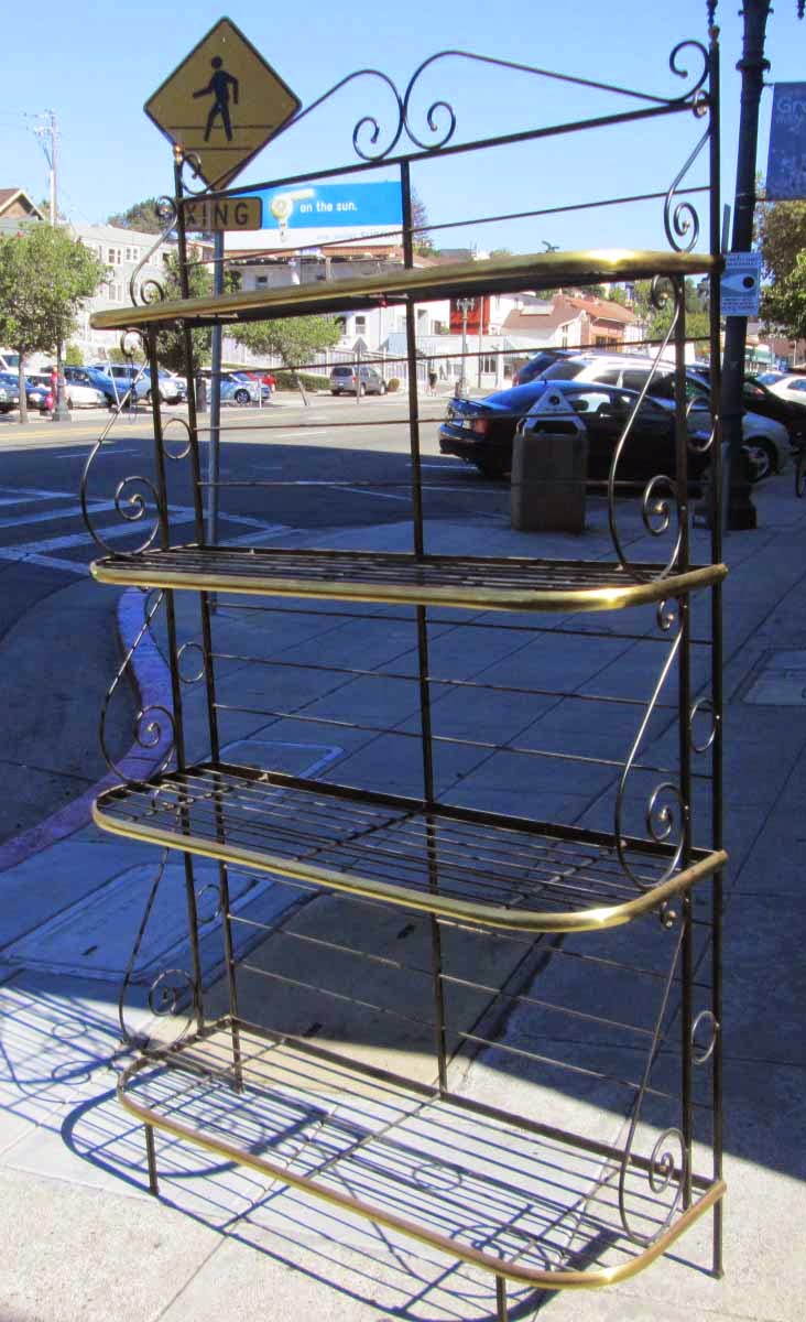 UHURU FURNITURE & COLLECTIBLES SOLD Large Black and Gold Baker's Rack