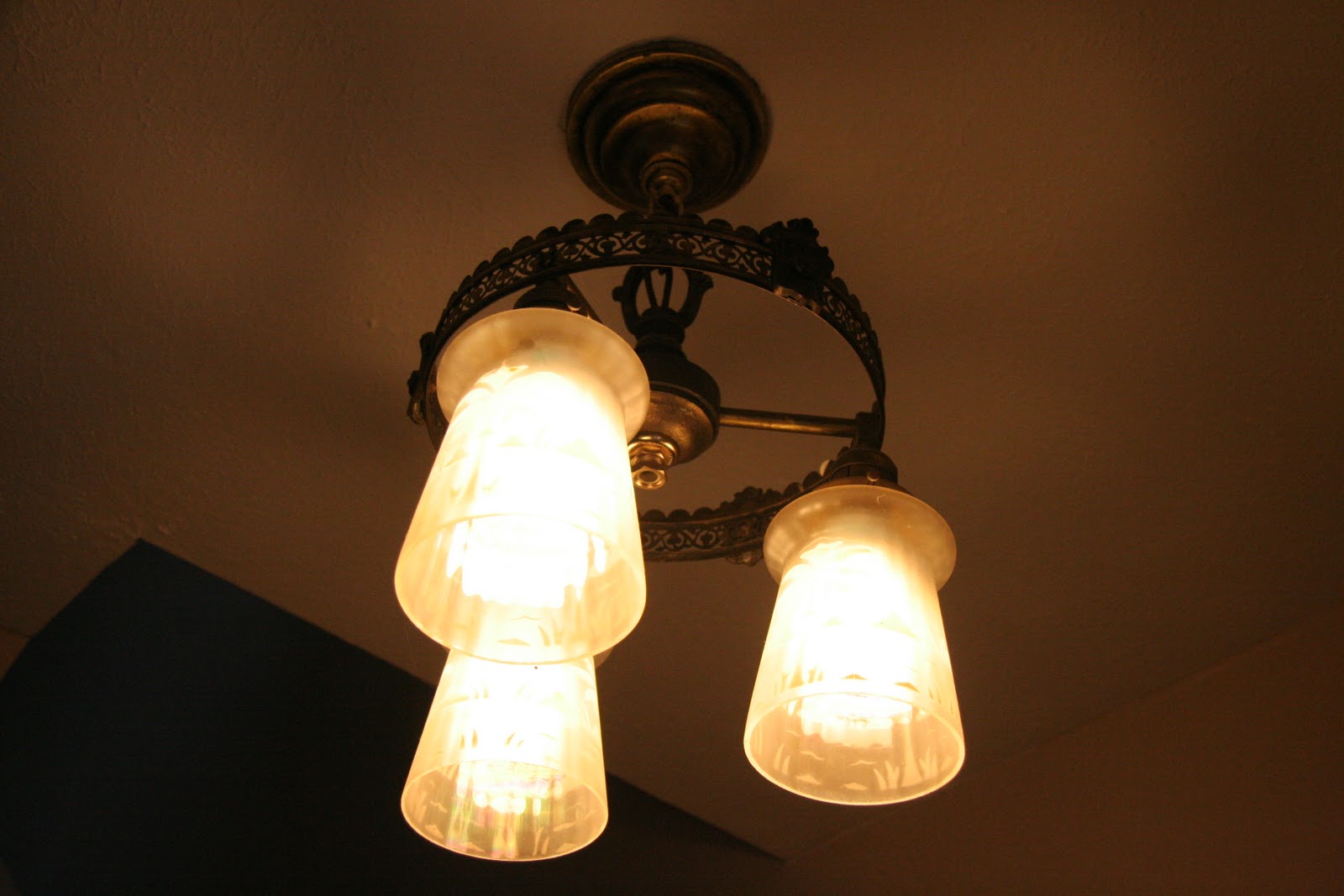 Cass House Old lights and stained glass...