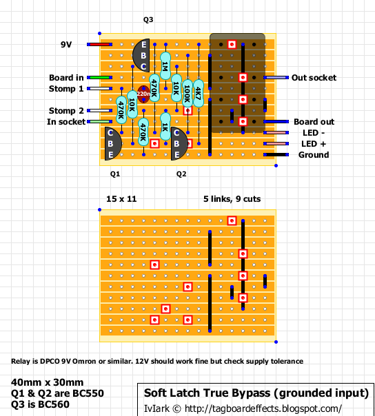 True bypass con relevo (Relay) Electrónica DIY Guitarristas.info