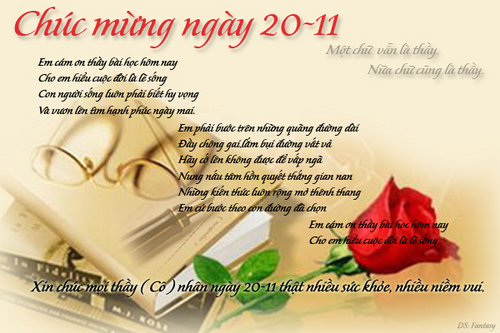 Thơ chúc thầy cô nhân ngày 20-11 Thơ chúc thầy cô nhân ngày 20-11