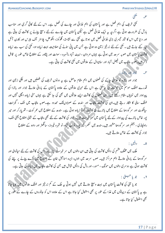 Resources-of-Pakistan-Descriptive-Question-Answers-Pakistan-Studies-Urdu-IX