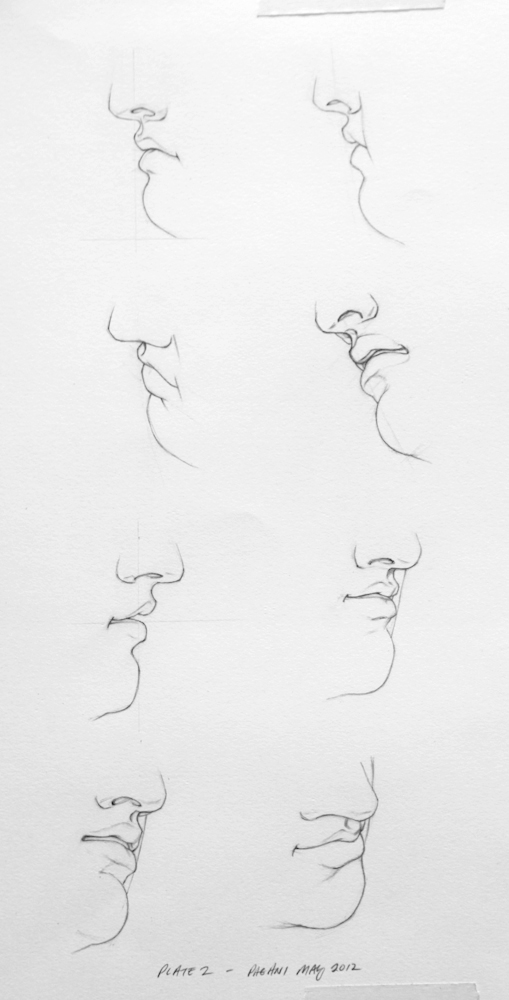 plate 2 mouths noses bargue gérôme drawing course