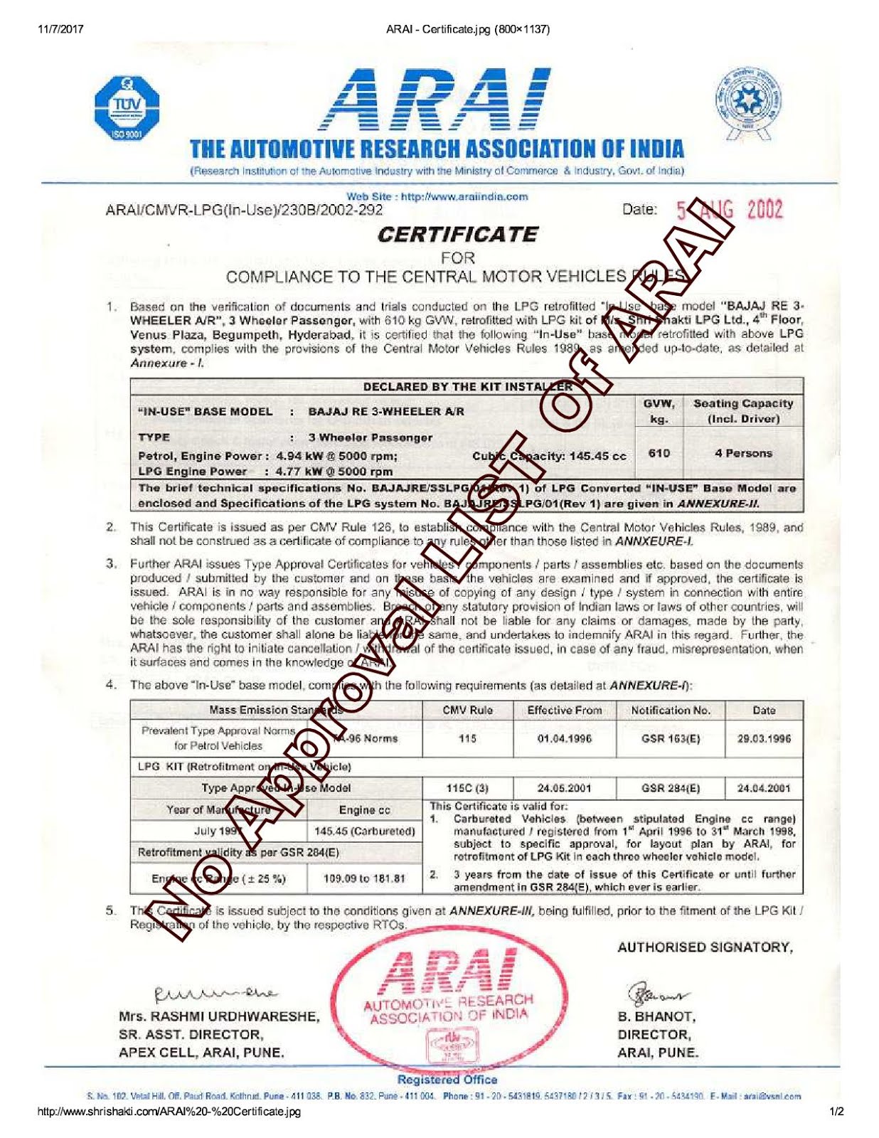 No Vehicles In India Approved By ARAI vehicle regulator Pune!