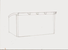 Sketch of an outline of a shed.