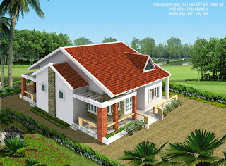 Mẫu Thiết kế nhà cấp 4 dạng biệt thự có sân vườn