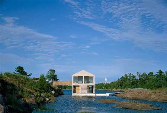 View from the Lake Prefab Floating House by MOS MOS