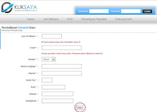 Cara Lengkap Daftar Jadi Publisher KlikSaya.com formulir