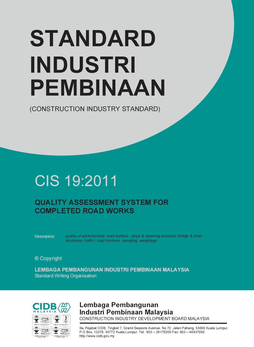 Jurukur Bahan Construction Industry Standard (CIS 192011) on Quality