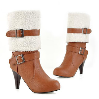 Faux Leather Double Strap Buckle Boots