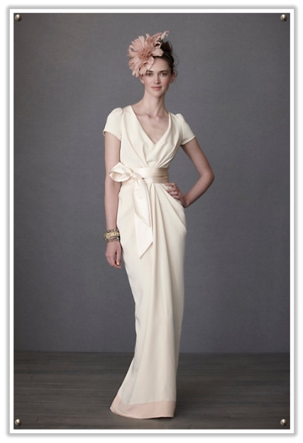 Vintage Style Wedding Dress with Cap Sleeves and Peach Hemline Vintage Style Wedding Dress with Cap Sleeves and Peach Hemline