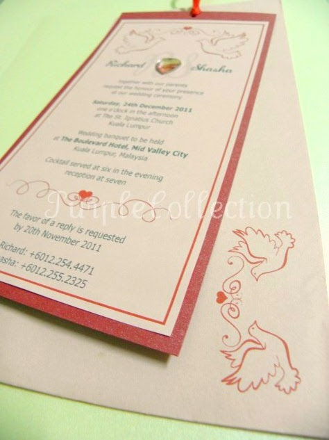 Double Happiness Chinese Wedding Card, Sliding Pocket, inlay sheet insert in the pocket, red matallic card, hot stamping font on front card, red, ribbon, red card, ribbon card, double happiness, double happiness card, chinese wedding card, wedding card, marriage, card
