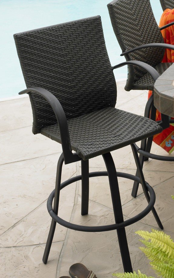 The Outdoor GreatRoom NAPLES4030L Wicker Bar Stool OUTDOOR