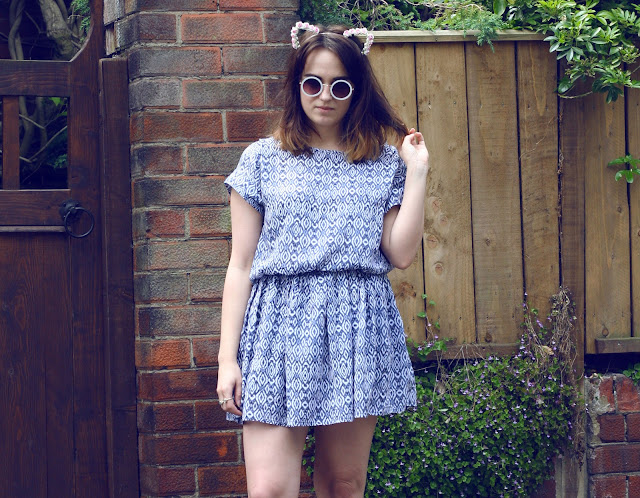 uk fashion styling, i am wearing dahlia aztec dress, floral headband, kitty ears, platform aztec boots, retro circle sunglasses uk fashion styling, i am wearing dahlia aztec dress, floral headband, kitty ears, platform aztec boots