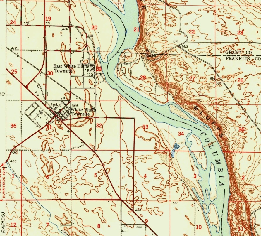 Big Bend Railroad History 1951 White Bluffs Townsite Topo Map