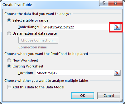 Create Pivot Table, range selection Excel Create Pivot Table, range selection Excel