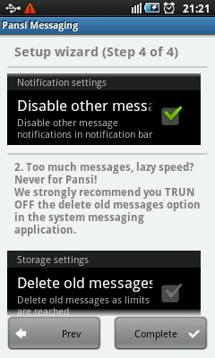 Android-SMS - Setup Wizard